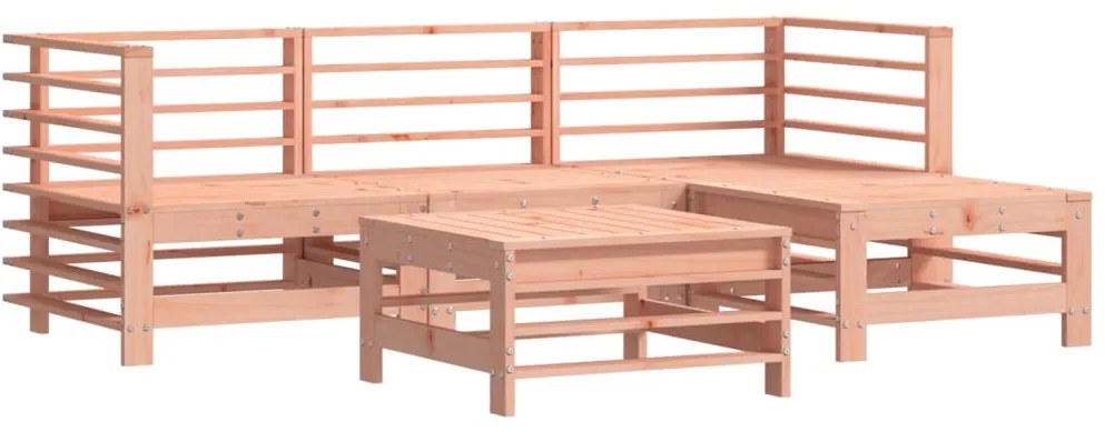 5 pcs conj. lounge jardim com almofadões madeira douglas maciça