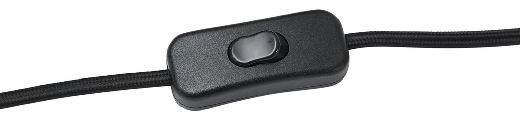 Candeeiro de Mesa Japandi Preto com Abajur de Linho - Dahlia