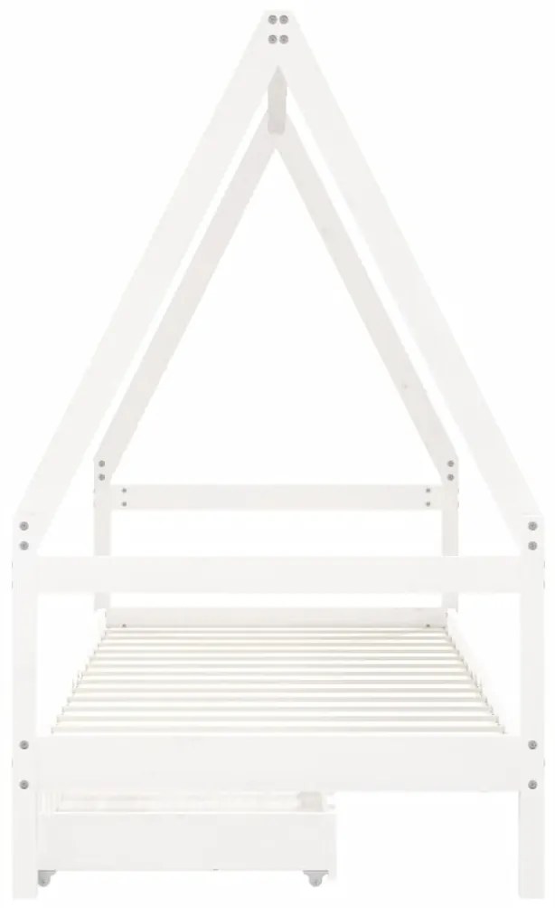 Estrutura cama infantil c/ gavetas 90x190cm pinho maciço branco
