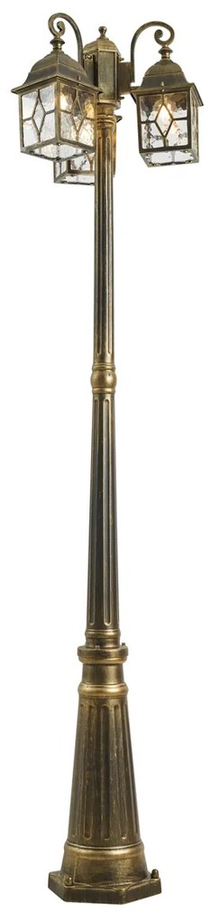 Lanterna de exterior clássica dourada antiga com vidro transparente 198cm IP44 - London Clássico / Antigo