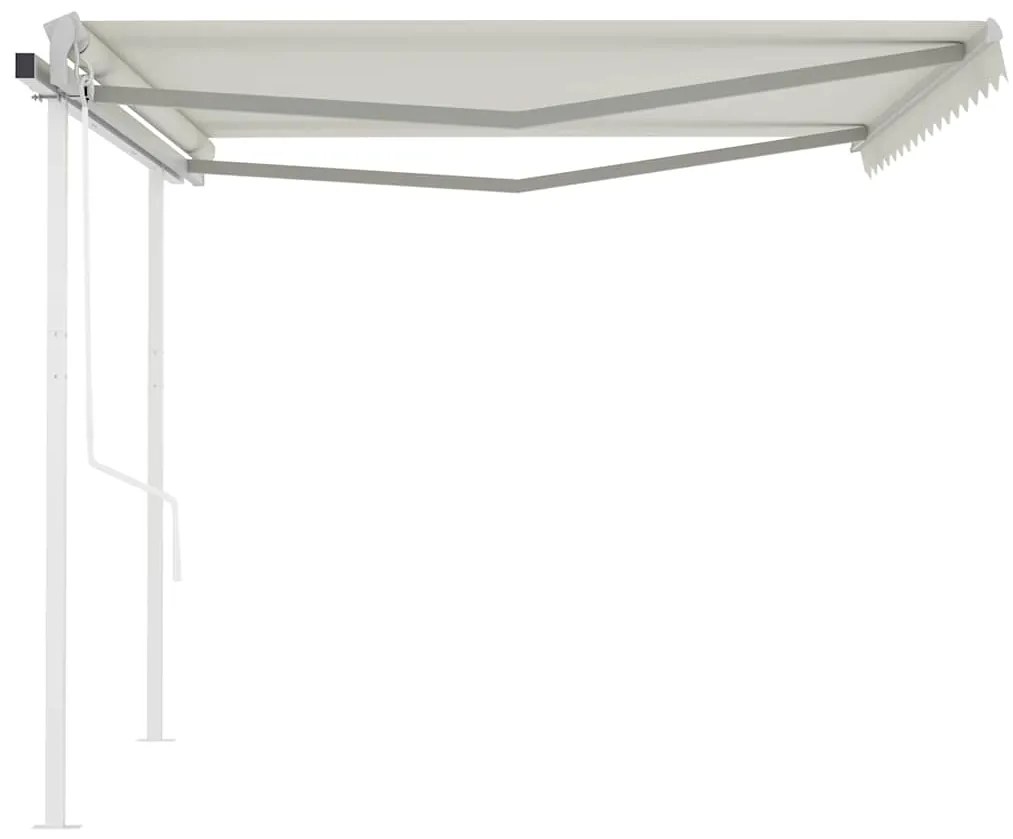 Toldo retrátil automático com postes 4x3 m cor creme