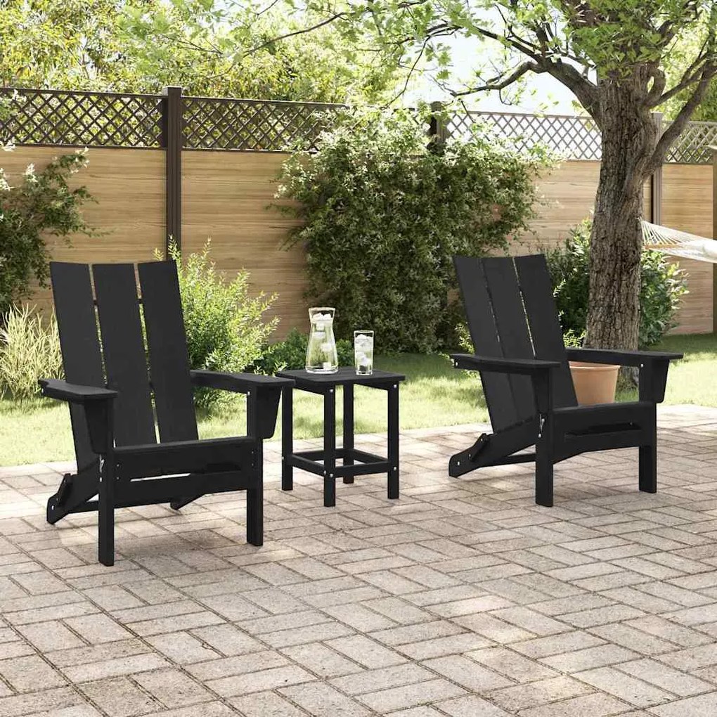 Cadeiras Adirondack Dobráveis vidaXL 2 pcs Preto 74.5x80.5x90 cm HDPE
