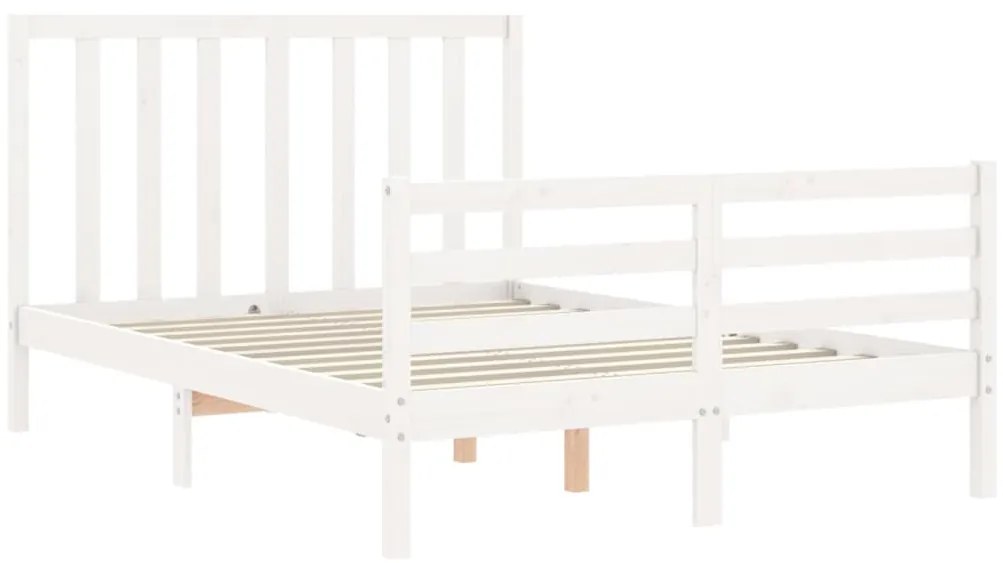 Cama sem colchão 140x190 cm madeira de pinho maciça branco
