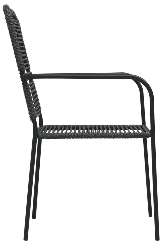9 pcs conjunto de jantar p/ jardim corda de algodão e aço preto