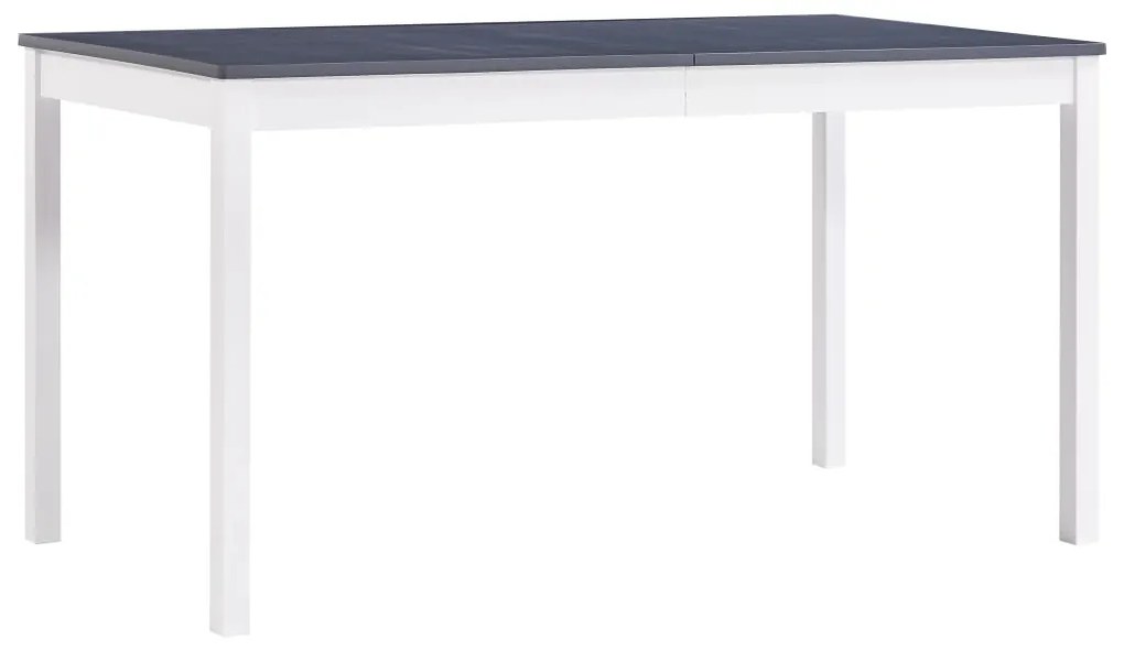 Mesa de Jantar Huty de 140cm em Madeira Maciça - Branco/Cinzento - Des