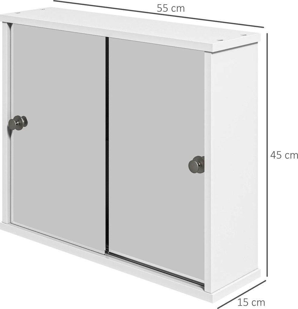 kleankin Armário Casa de Banho com Espelho Móvel Suspenso para Casa de