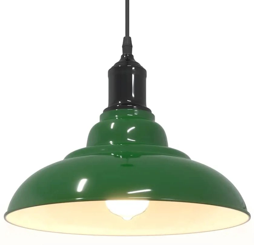 Candeeiro suspenso regulável altura E27 verde brilhante Ø31cm
