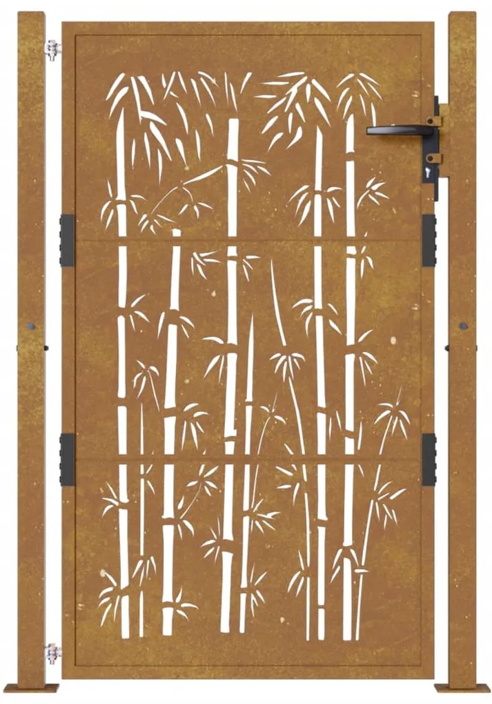 Portão de jardim 105x155 cm aço corten design bambu