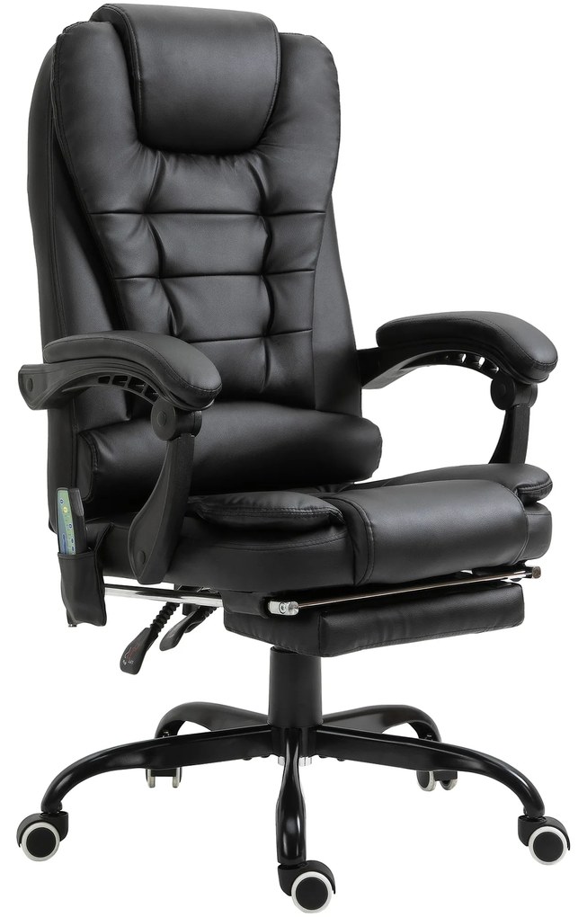 Cadeira de Massagem com 7 Pontos de Massagem Reclinável com Apoio para os Pés e Controlo Remoto 67x79x111-121 cm Preto