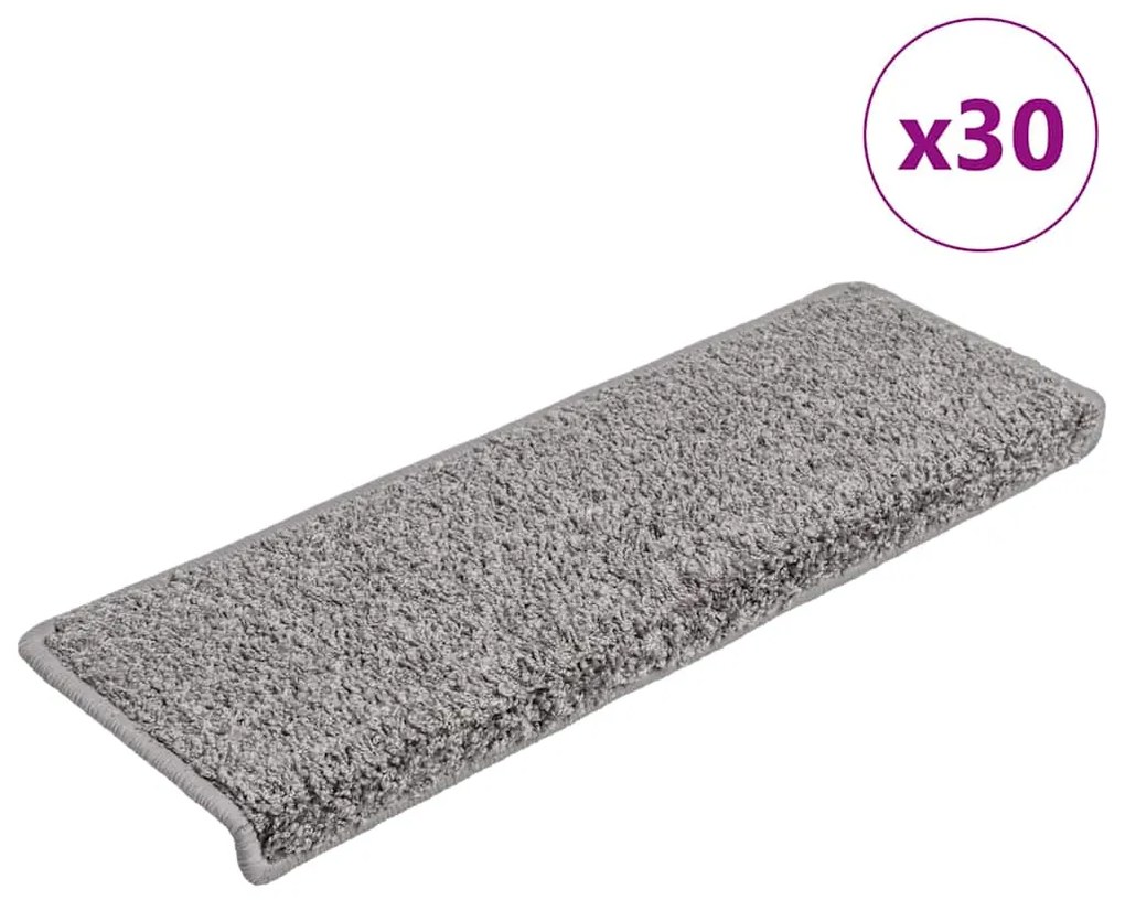 Tapetes de escadas 30 pcs 65x21x4 cm cinzento