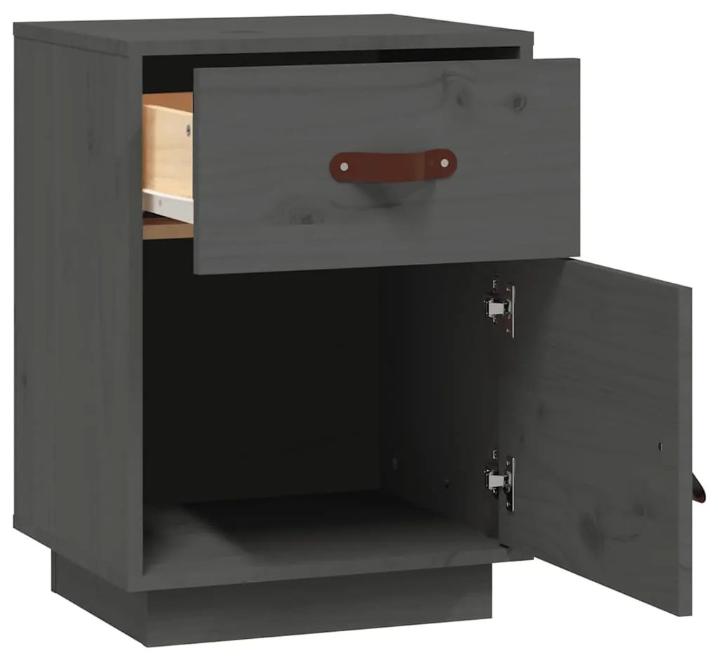 Mesas de cabeceira 2 pcs 40x34x55 cm pinho maciço cinza