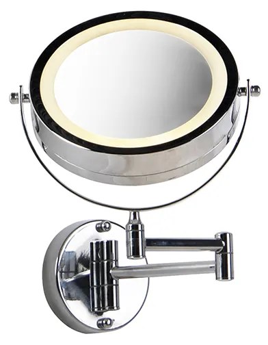 Espelho de parede design cromado com LED regulável dim to warm ajustável IP44 - Vicino Moderno