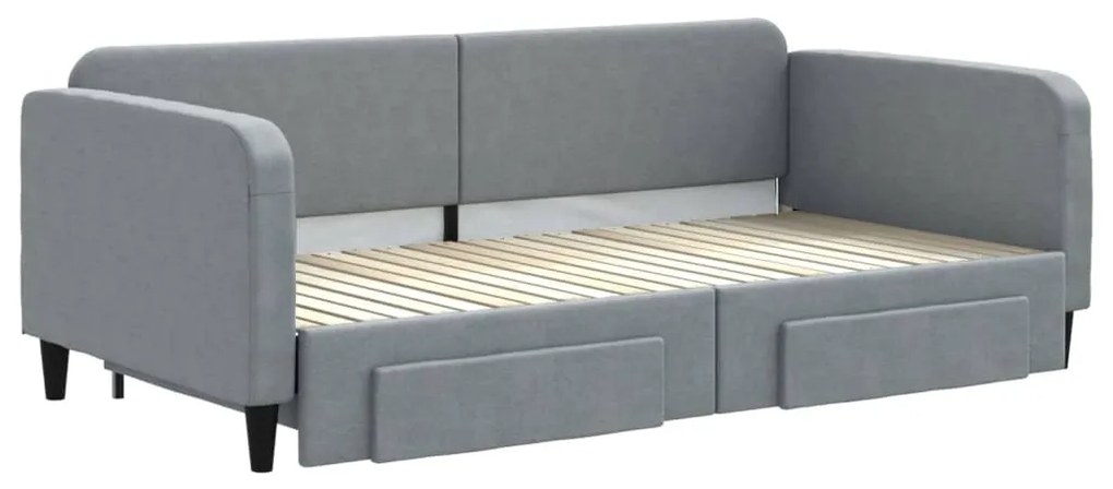 Sofá-cama c/ gavetão e gavetas 100x200 cm tecido cinzento-claro