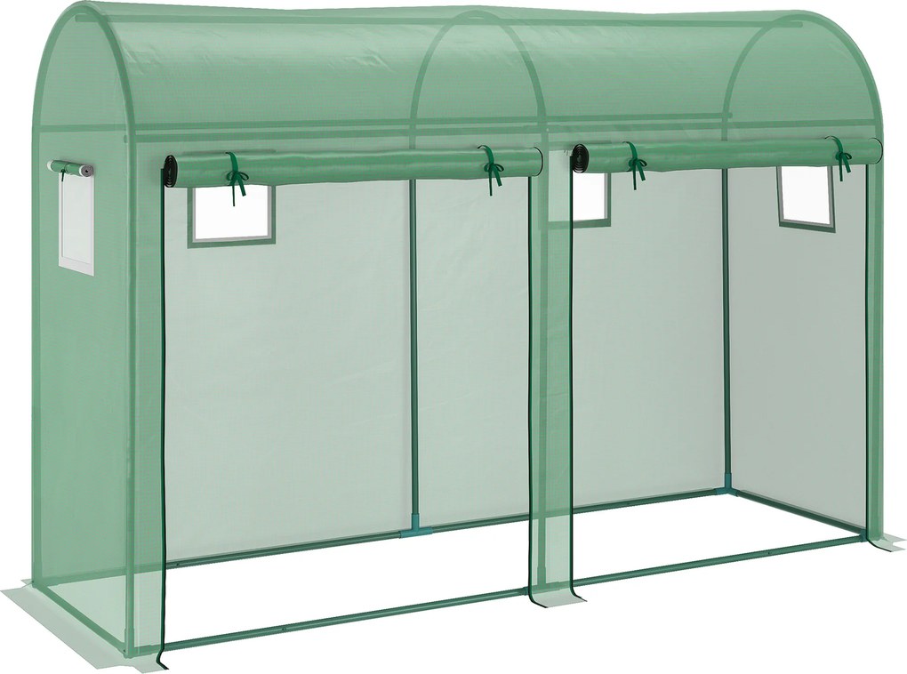 Estufa Jardim Tipo Túnel com 4 janelas e 2 portas para Plantas de PE de aço 300x100x200 cm Verde