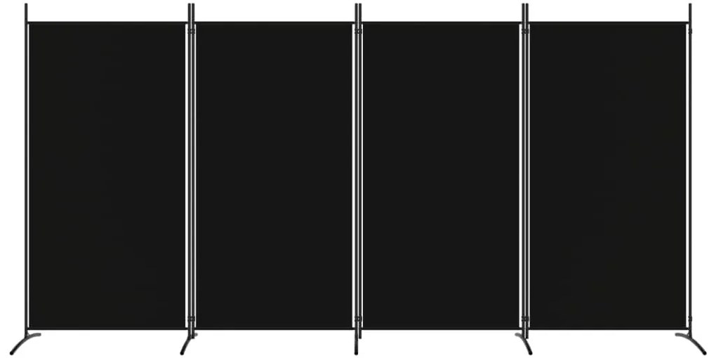 Divisória de quarto com 4 painéis 346x180 cm tecido preto