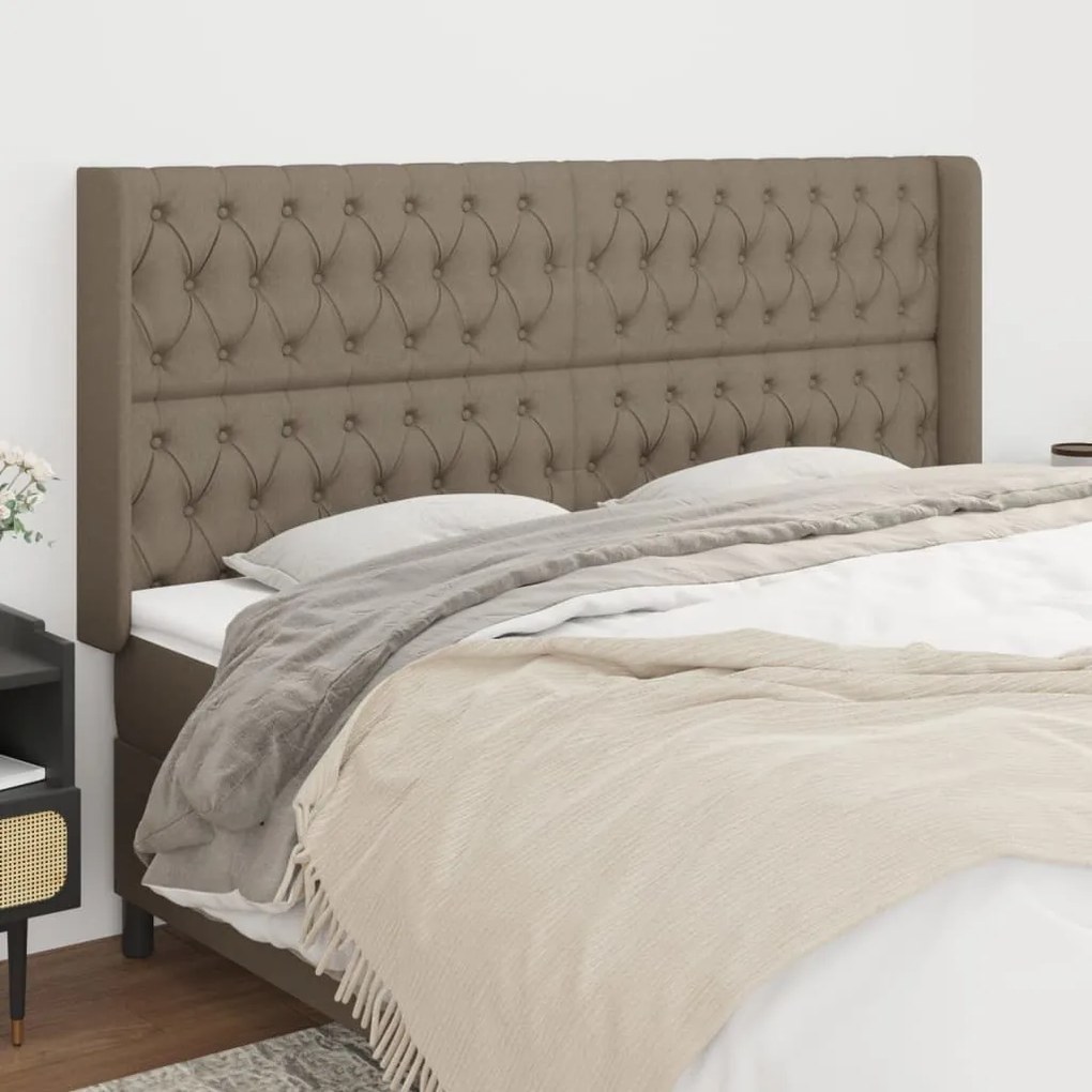 Cabeceira cama abas tecido 203x16x118/128 cm cinza-acastanhado