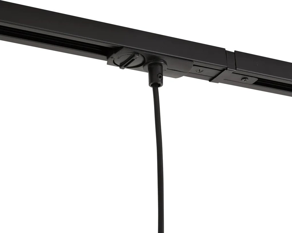 Sistema de iluminação de trilho moderno com 3 candeeiros suspensos preto com bege 1-fase - Iconic Holt