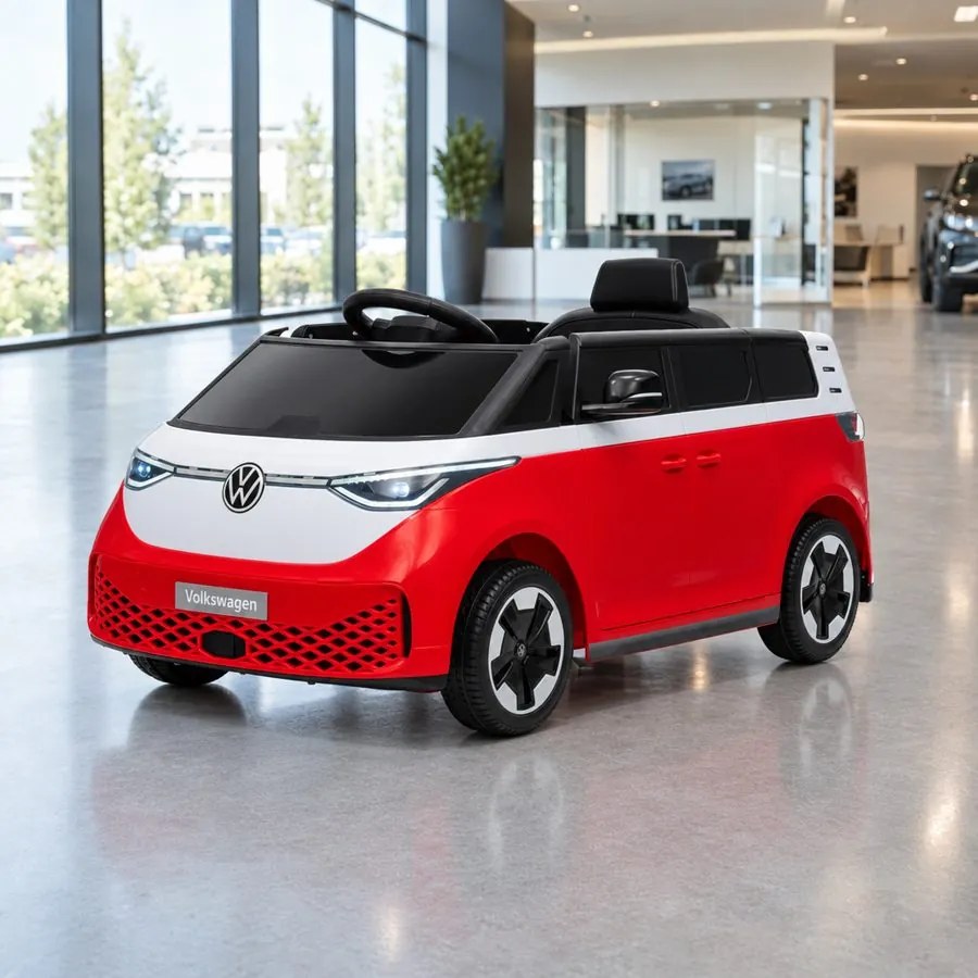Carro elétrico para Crianças 12V Volkswagen ID BUZZ, Rodas Espuma EVA, assento couro ecológico Vermelha