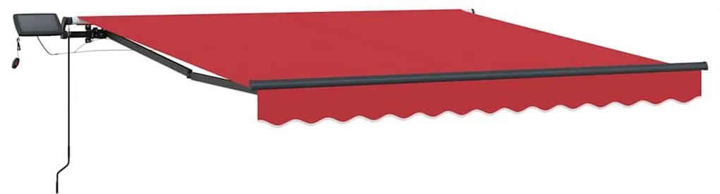 Toldo Retrátil Manual vidaXL com LED Vermelho 300x250 cm