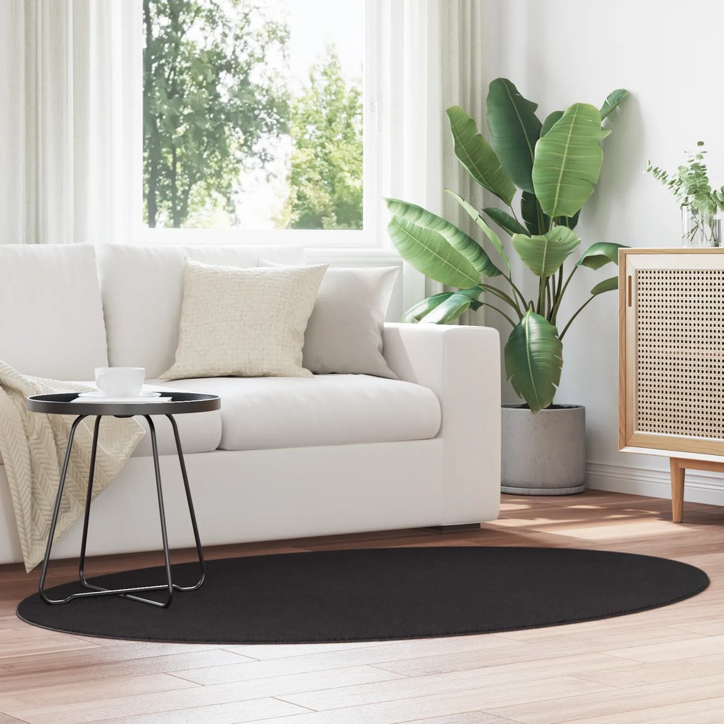 Tapete vidaXL "HUARTE" Preto 120x170 cm Oval
