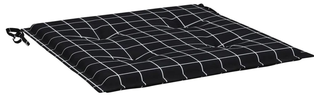 Almofadões p/ cadeira 4pcs 50x50x3cm tecido xadrez preto