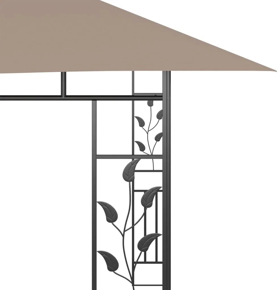 Gazebo c/ rede mosquiteira 4x3x2,73m 180 g/m² cinza-acastanhado