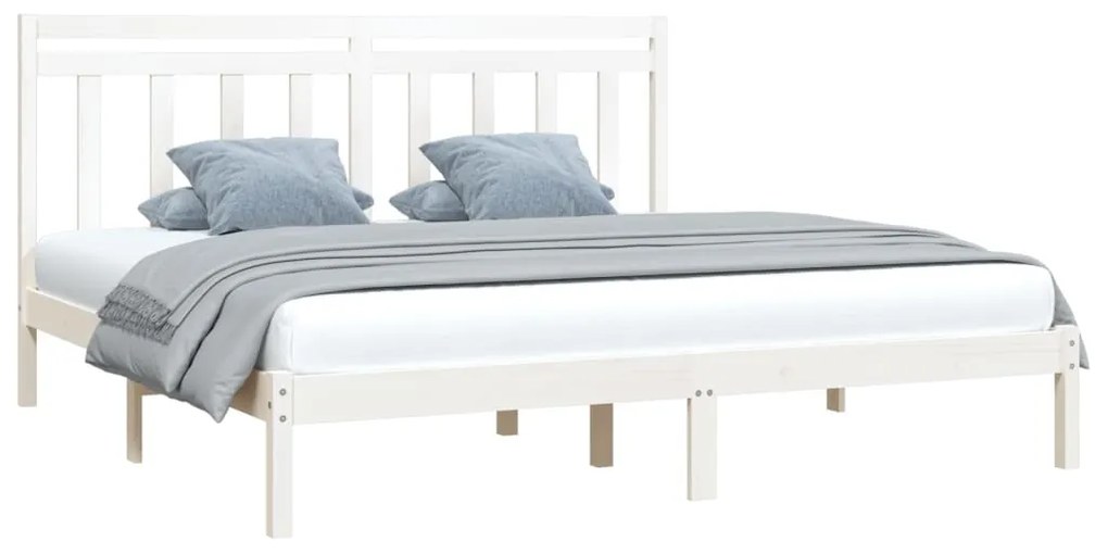 Estrutura de cama 200x200 cm madeira maciça branco