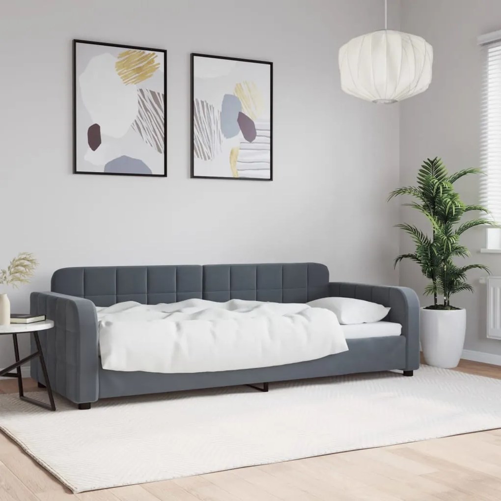 Sofá-cama 80x200 cm veludo cinzento-escuro