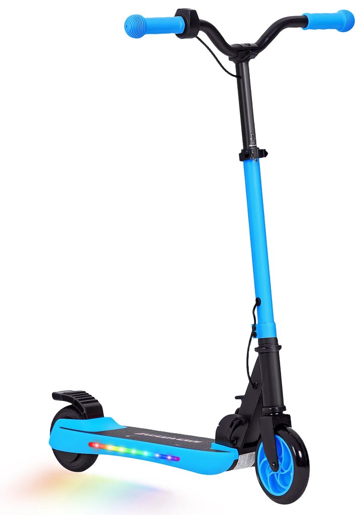 SPORTNOW Trotinete Elétrica Dobrável para Crianças 120 W Autonomia 6 km e Máximo 10 km/h com Travão Luzes LED 74x52x83-87 cm Azul