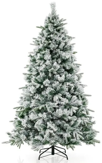 Árvore de Natal artificial de 186 cm com 250 luzes LED brancas quentes e 752 ramos mistos Montagem fácil Branco e verde