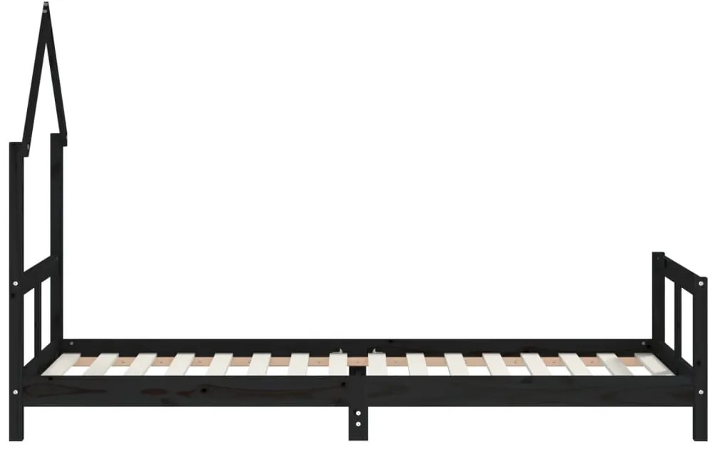Estrutura de cama infantil 80x200 cm pinho maciço preto