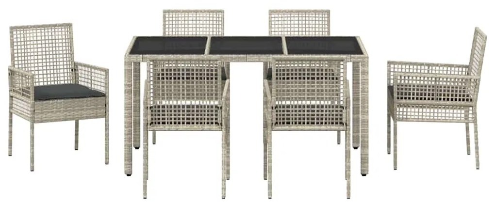 Conjunto de Jantar para Jardim 7 pcs Cinzento-claro