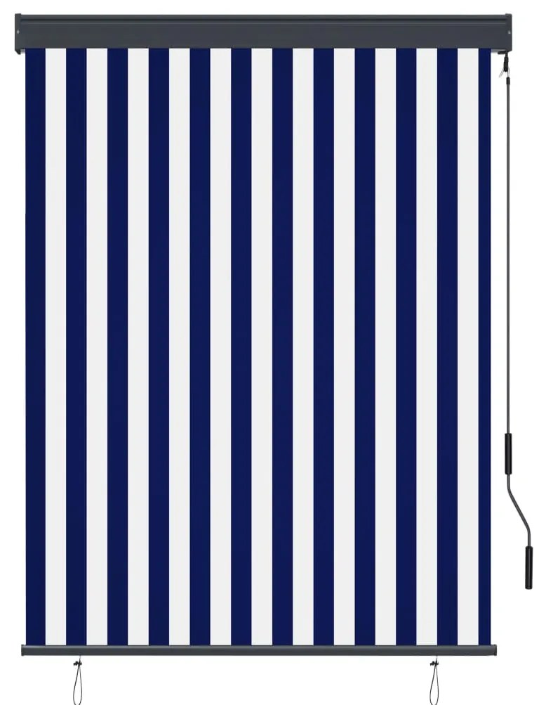 Estore de rolo para exterior 120x250 cm azul e branco