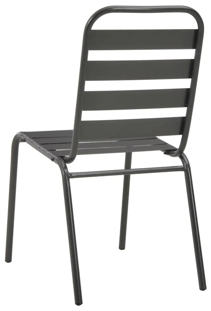 Cadeiras de jardim design ripado 4 pcs aço cinzento-escuro