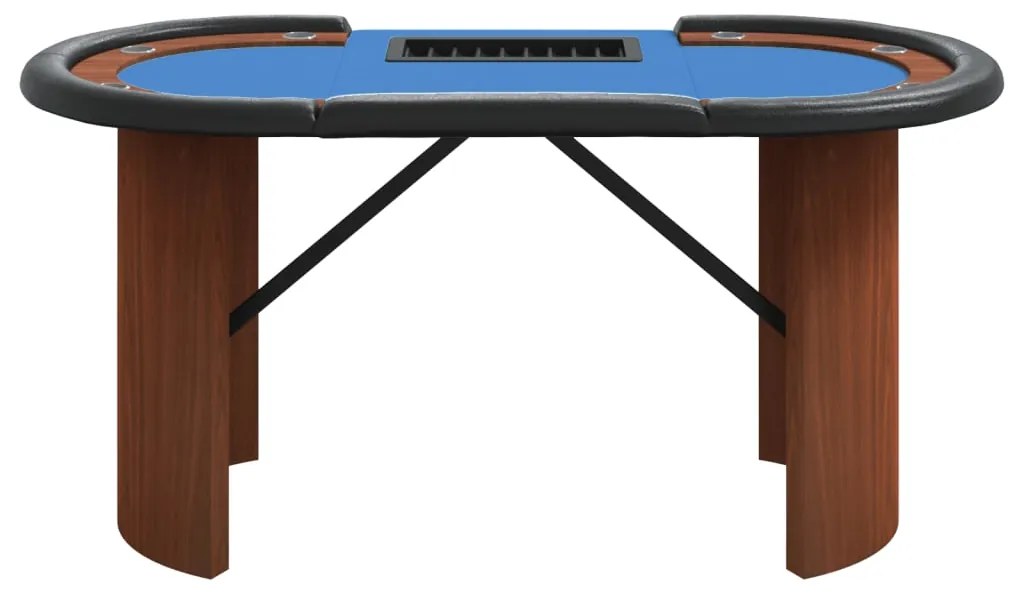 Mesa poker 10 jogadores 160x80x75cm c/ tabuleiro de fichas azul