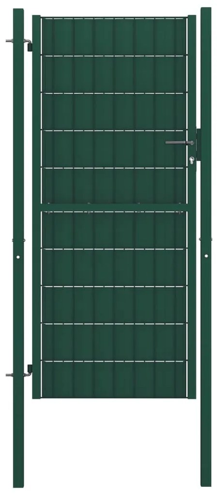 vidaXL Portão de cerca 100x204 cm PVC e aço verde