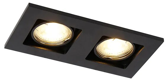 Conjunto de 6 Focos Embutidos Pretos Retangulares 2-Luzes - Qure