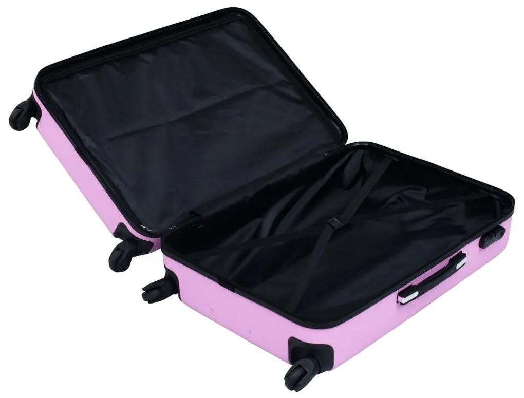 Conjunto de tróleis estojo rígido 3 pcs ABS rosa