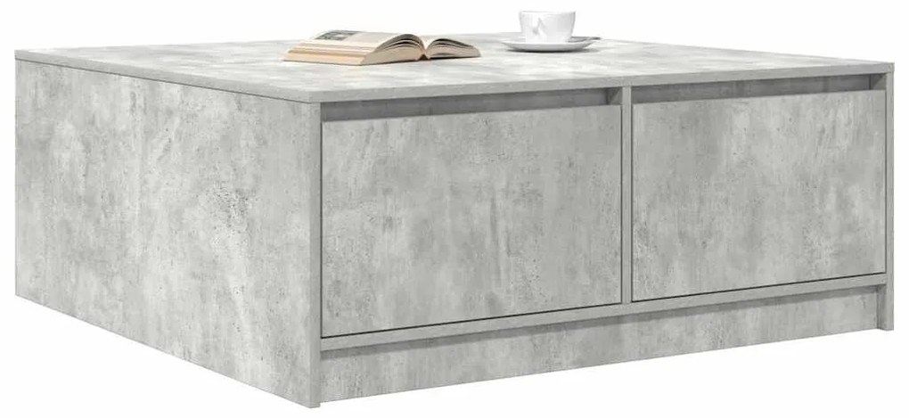 Mesa de centro com gavetas 100x100x40 cm cinzento-cimento