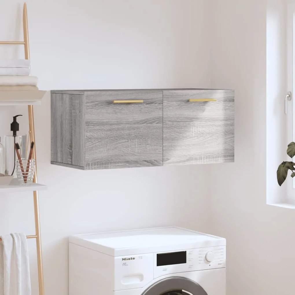 vidaXL Armário parede 80x36,5x35 cm derivados de madeira cinza sonoma