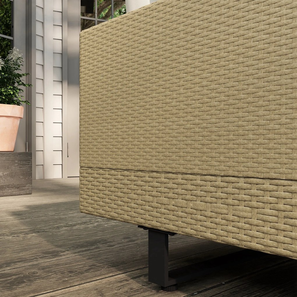 Conjunto de Móveis de Vime 3 Peças Mesa de Centro Sofá Duplo e Sofá de