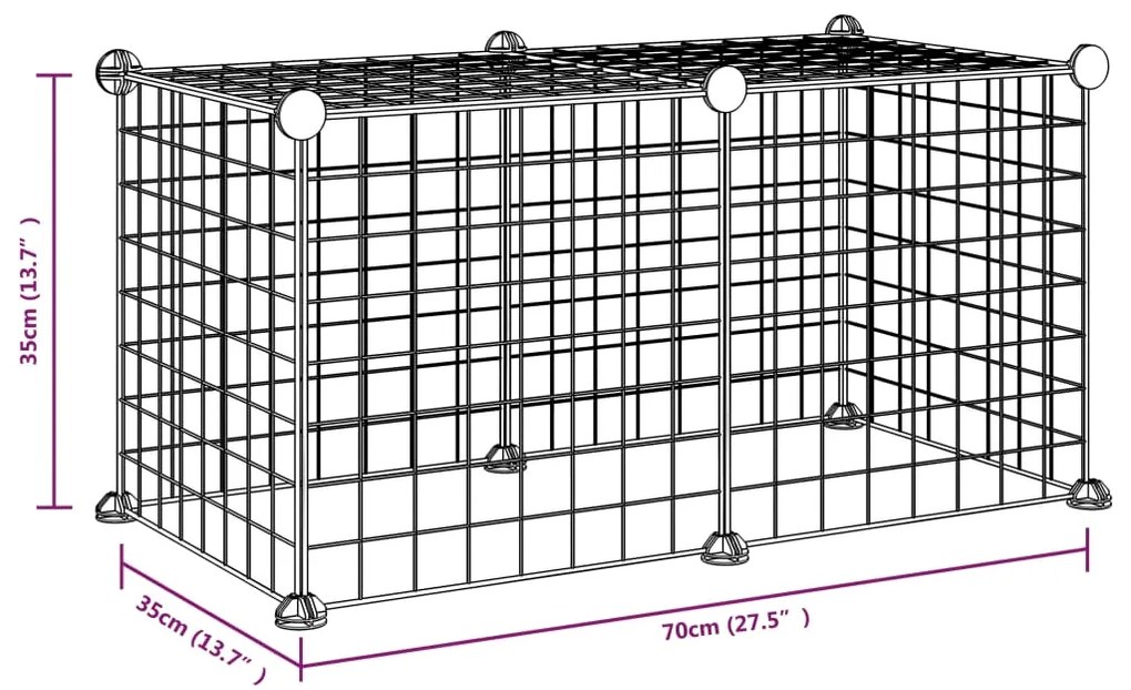 Gaiola p/ animais de estimação com 8 painéis 35x35 cm aço preto
