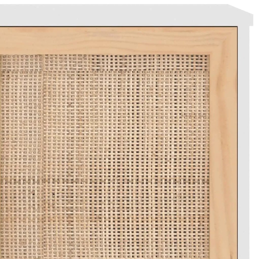 Aparador 105x30x60 cm madeira pinho maciça/vime natural branco