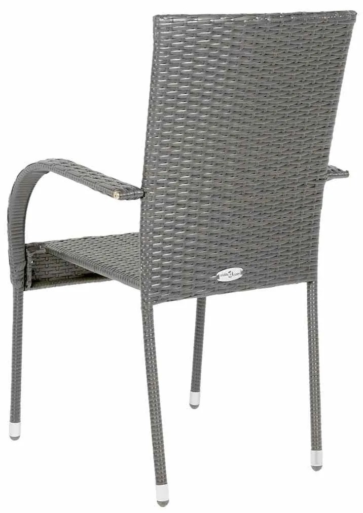 Cadeiras de exterior empilháveis 4 pcs vime PE cinzento
