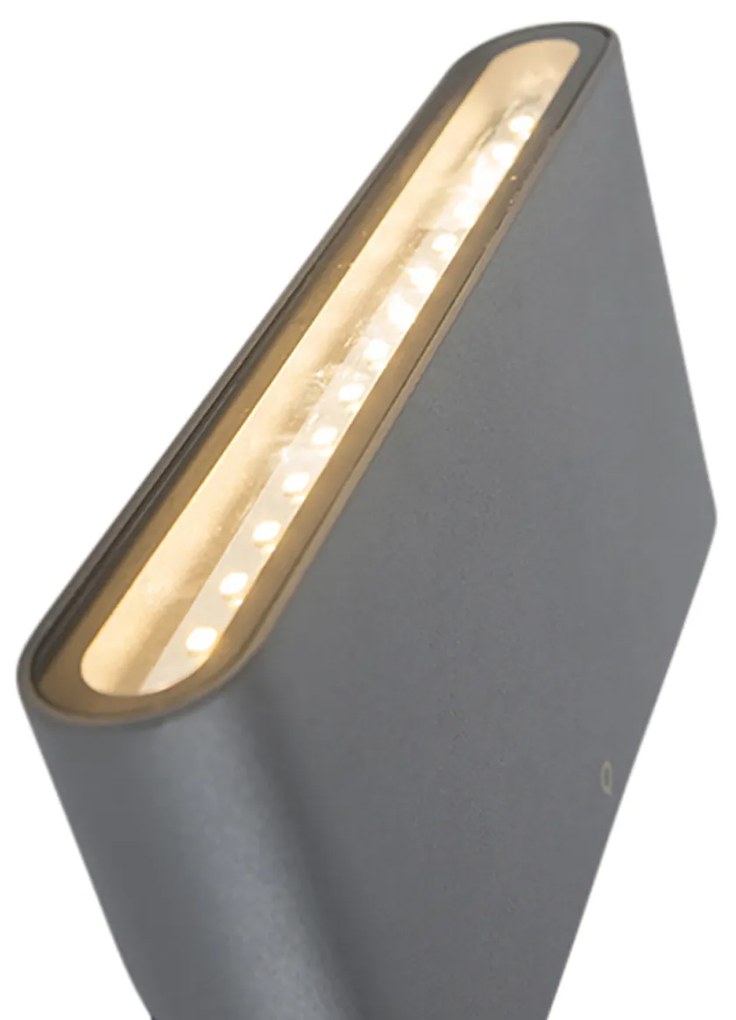 Conjunto de 2 Apliques de Parede Exterior Cinzento Escuro 17,5 cm com LED - Batt Moderno