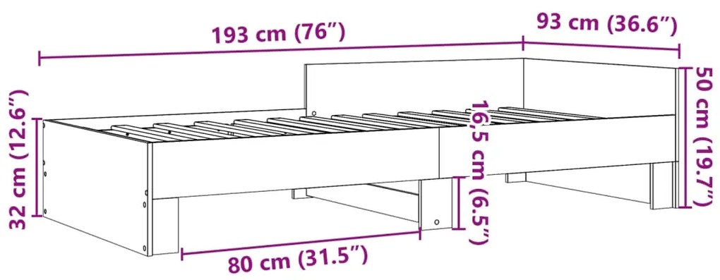 Estrutura de cama 90x190 cm derivados de madeira branco