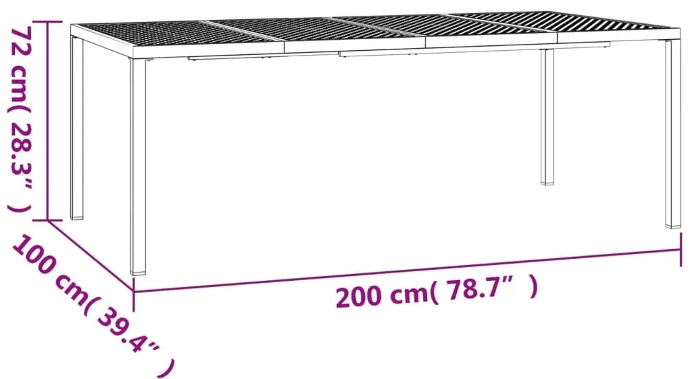 Mesa de jardim 200x100x72 cm aço antracite