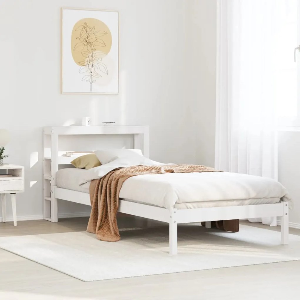 vidaXL Cama sem colchão 90x190 cm madeira de pinho maciça branco