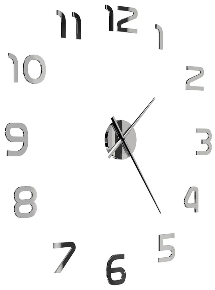 Relógio de parede 3D com design moderno 100 cm XXL prateado