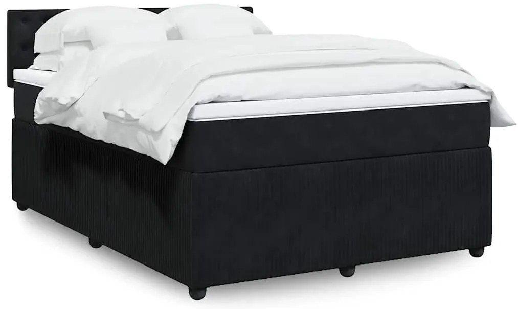 vidaXL Cama com molas/colchão 140x190 cm veludo preto
